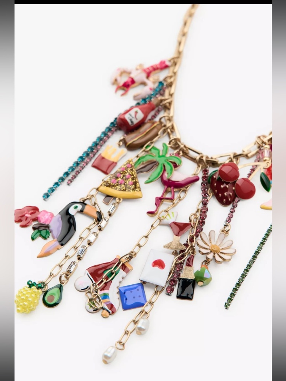 Zara charm link necklace, tropical vacation themed, festival - Picture 8 of 15